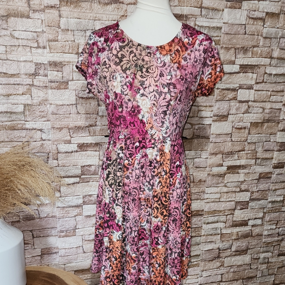 Notations Floral Dress - Pink and  Black
